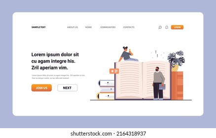 man woman students reading books education exam preparation concept horizontal full length copy space