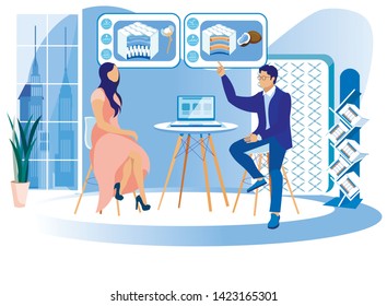 Man and Woman Study Mattress Technology. Orthopedic Mattress. Natural Materials. Sallon Martas. New Collection. Healthy Sleep. Health Care. Vector Illustration. Modern Technologies. Anatomical Design.