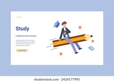 Man and woman studying  on books with laptop computers learning and educating themselves. Flat design vector illustration