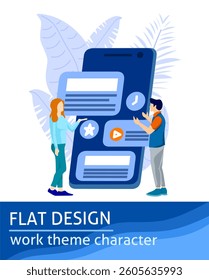 Man and woman studying together - Couple sitting on books with laptop computers learning and educating themselves. Flat design vector illustration with white background