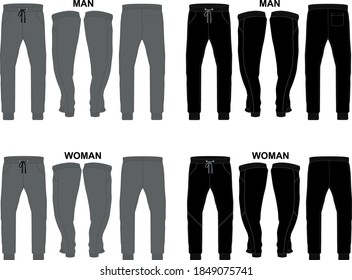 Man And Woman Sweat Pants Gray, Black