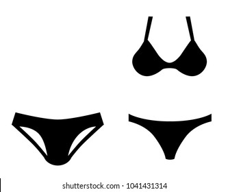 Man And Woman Swim Wear Icon Symbol. Short Briefs For Man, And Bikini For Woman.