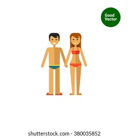 Man and woman in swimwear
