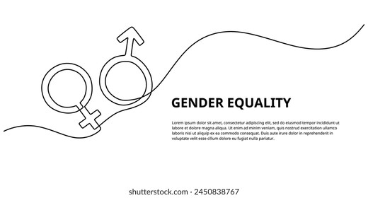 man and woman symbol one continuous line gender equality background