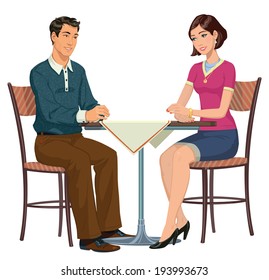 Man and Woman at the table - Illustration