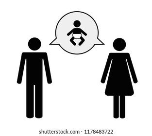 man and woman talk about baby pictogram speach bubble vector illustration