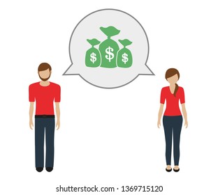 man and woman talk about money vector illustration EPS10