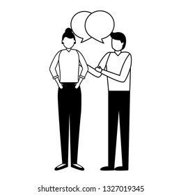 man and woman talk speech bubble