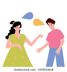 A man and a woman are talking