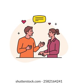a man and woman talking to each other