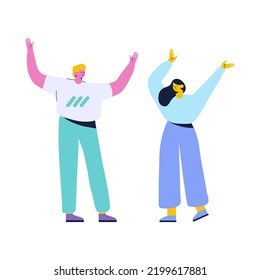 Man and woman talking flat vector illustration isolated on white