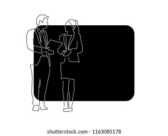 Man and a woman talking line drawing, vector illustration design. People collection.