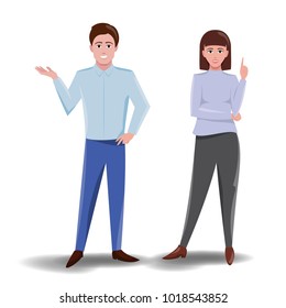 Man and woman talking, vector design