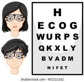 Man and woman with test glasses illustration