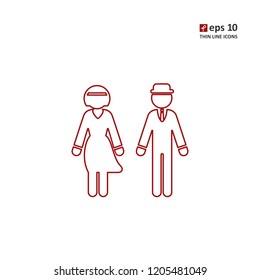 Man and woman - thin line icon on white background. Symbol for web, infographics, print design and mobile UX/UI kit. Vector illustration, EPS10.