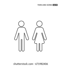 Man and woman - thin line icon on white background. Symbol for web, infographics, print design and mobile UX/UI kit. Vector illustration, EPS10.