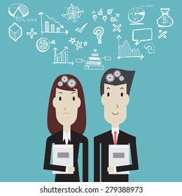 Man and woman thinking - Vector 