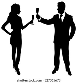 man and woman toast with champagne