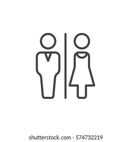 Man And Woman Toilet Line Icon, Outline Vector Sign, Linear Pictogram Isolated On White. WC, Water Closet Symbol, Logo Illustration