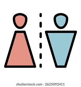 Man woman toilet sign icon. Outline man woman toilet sign vector icon color flat isolated