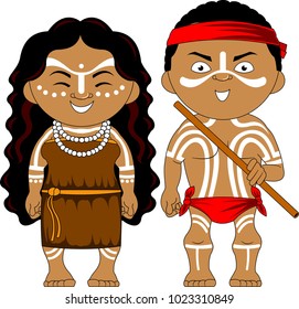 Man and woman in traditional costume. Vector and illustration
