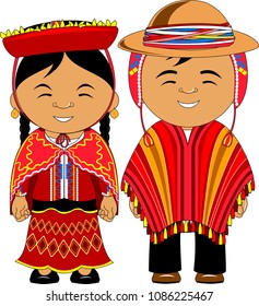 Man and woman in traditional costume, vector flat illustration