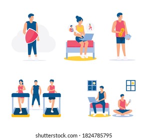 Man woman trainer gym online
