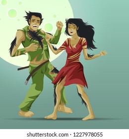 Man and woman transformating into werewolf poster