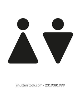 Man and woman triangle icon. Girl and boy WC pictogram. Male and female sign for restroom. Vector illustration. Stock image.