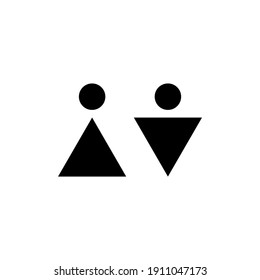 Man and woman triangle icon. Vector toilet symbol isolated. Male and female sign for restroom. Girl and boy WC pictogram for bathroom.