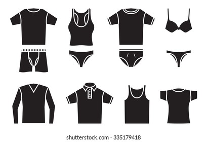 Man and woman underwear shirt vector icon svg