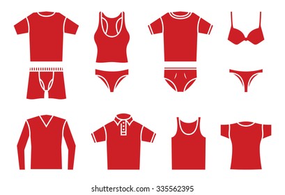 Man and woman underwear shirt vector icon