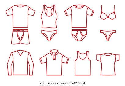 Man and woman underwear shirt vector icon