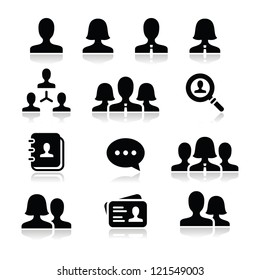 Man woman user vector icons set