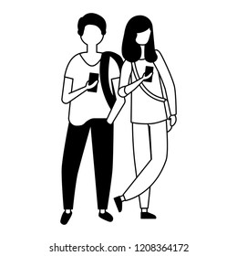 man and woman using mobile device