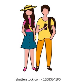 man and woman using mobile device