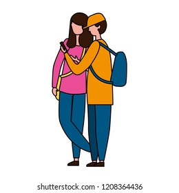 man and woman using mobile device