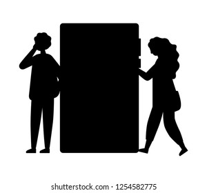 man and woman using mobile technology