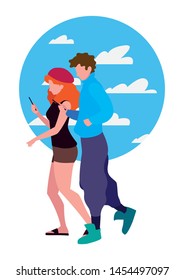 man and woman using smartphone