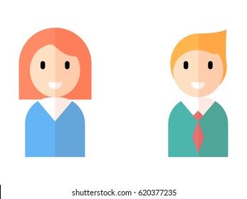 Man and woman vector avatar, flat style icon.