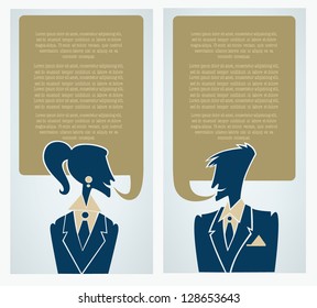 man and woman, vector communication banners