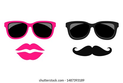 Man and woman vector face isolated on white background
