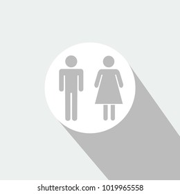 Man and woman vector icon with flat shadow