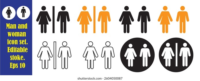 Man and woman vector icon set. eps 10