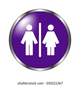 Man and Woman - vector icon; violet button
