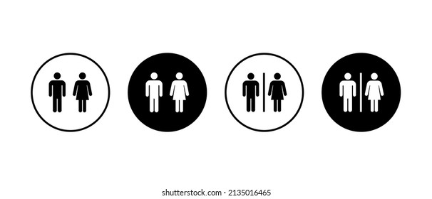 Man and woman vector icons set. male and female, Girls and boys, symbol in circle. WC sign