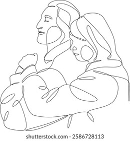 Man and woman vector objects. Couple in love, line drawing. Valentine, love Vector illustrations, hand drawn lines, simple wedding couple. Hand drawn without artificial intelligence