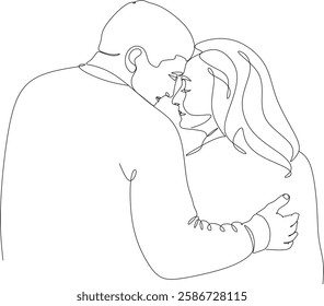 Man and woman vector objects. Couple in love, line drawing. Valentine, love Vector illustrations, hand drawn lines, simple wedding couple. Hand drawn without artificial intelligence