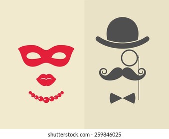 Man and woman vector objects flat illustration.