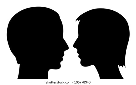 Man and woman, vector silhouette